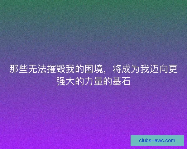 那些无法摧毁我的困境，将成为我迈向更强大的力量的基石